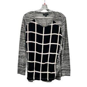 Tribal Womens Mixed Media Top Long Sleeve Black/Multi Size Large